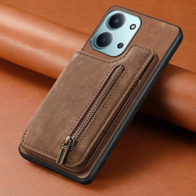 For Redmi 15C 5G / 4G Glodal 171mm Retro Leather Zipper Wallet Back Phone Case