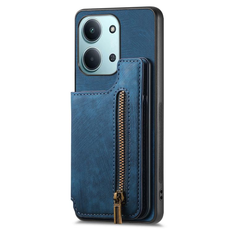 For Redmi 15C 5G / 4G Glodal 171mm Retro Leather Zipper Wallet Back Phone Case