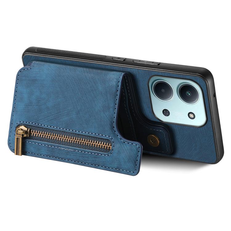 For Redmi 15C 5G / 4G Glodal 171mm Retro Leather Zipper Wallet Back Phone Case