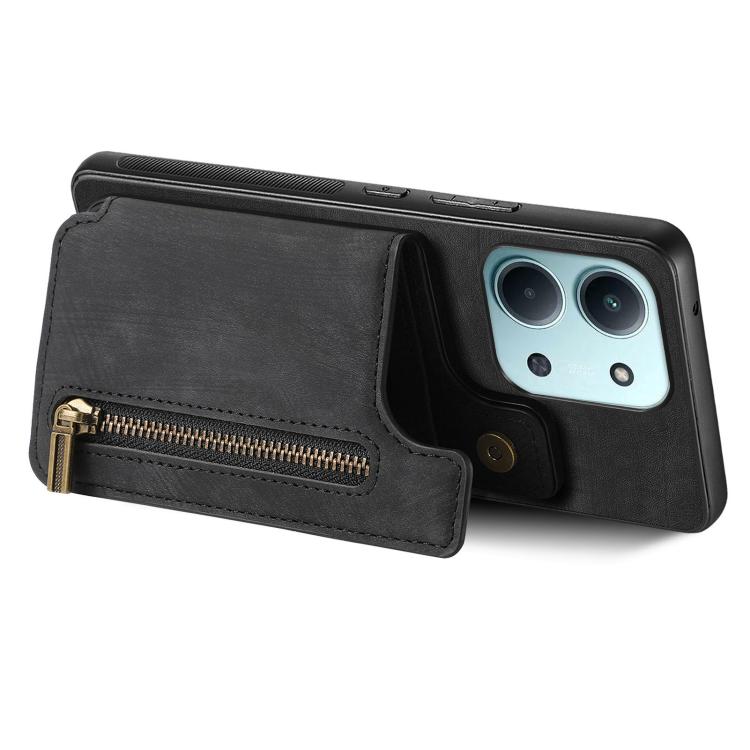 For Redmi 15C 5G / 4G Glodal 171mm Retro Leather Zipper Wallet Back Phone Case