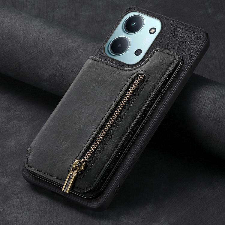 For Redmi 15C 5G / 4G Glodal 171mm Retro Leather Zipper Wallet Back Phone Case