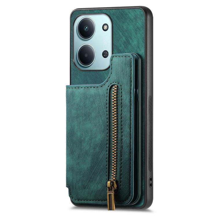 For Redmi 15C 5G / 4G Glodal 171mm Retro Leather Zipper Wallet Back Phone Case