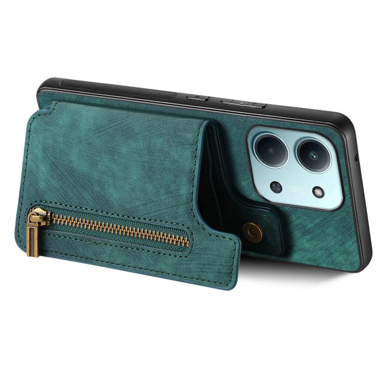 For Redmi 15C 5G / 4G Glodal 171mm Retro Leather Zipper Wallet Back Phone Case