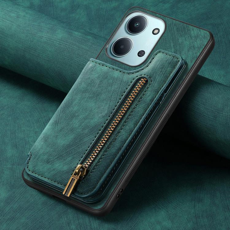 For Redmi 15C 5G / 4G Glodal 171mm Retro Leather Zipper Wallet Back Phone Case