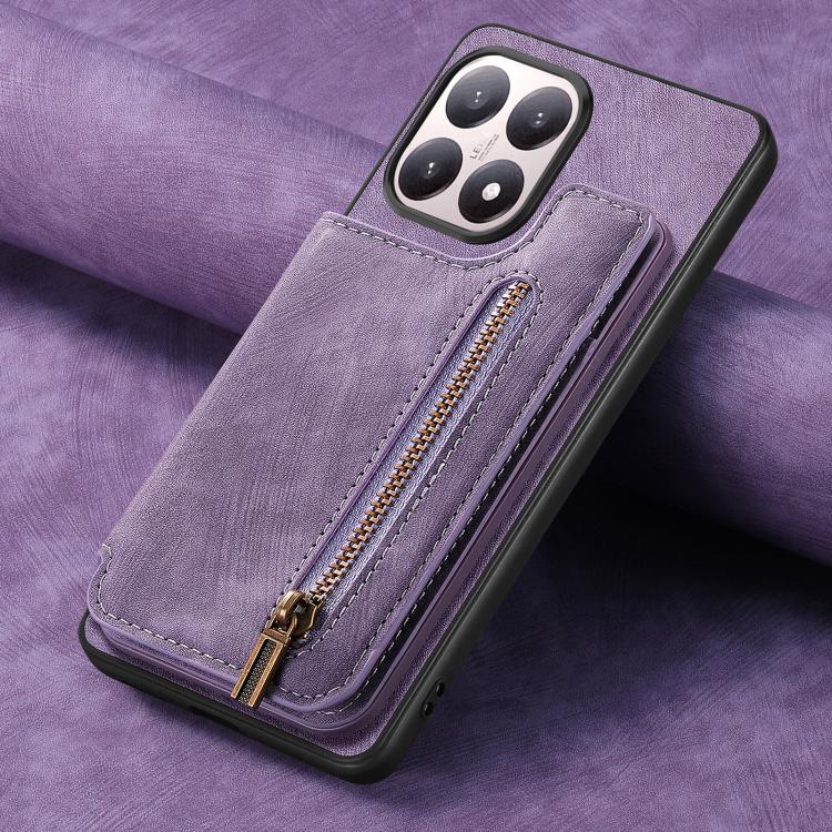 For Xiaomi 15T Retro Leather Zipper Wallet Back Phone Case