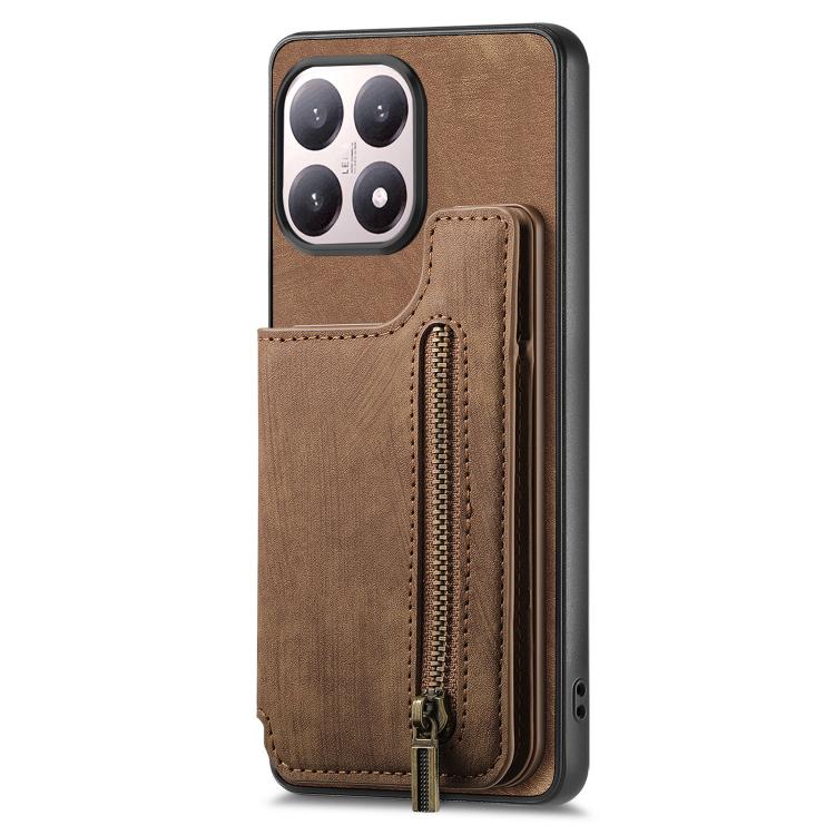 For Xiaomi 15T Retro Leather Zipper Wallet Back Phone Case