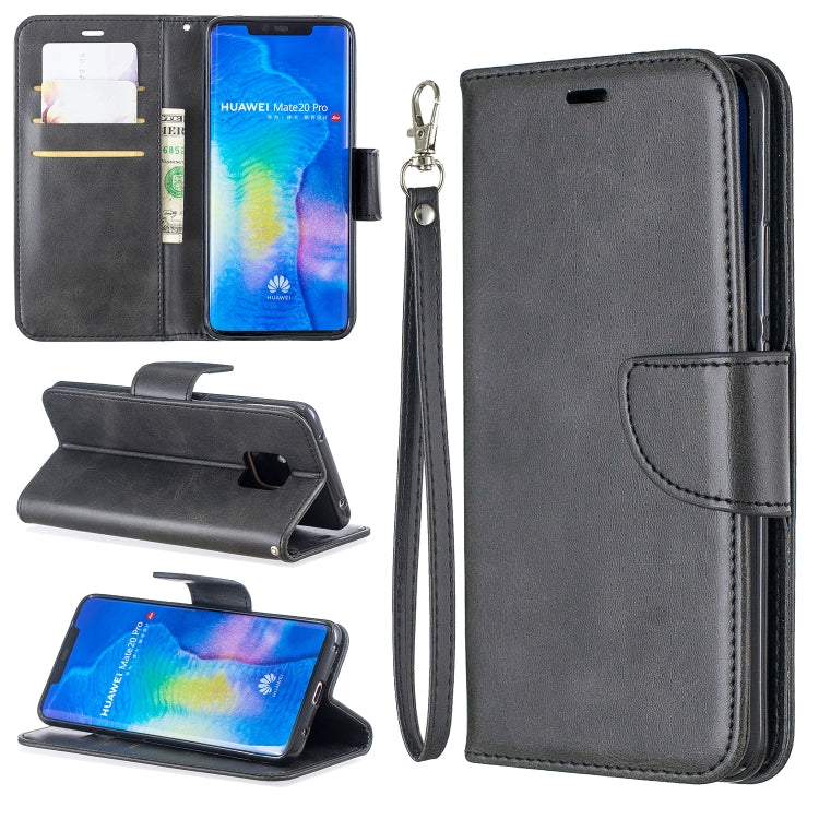Retro Lambskin Texture Pure Color Horizontal Flip PU Leather Case For Huawei Mate 20 Pro, with Holder & Card Slots & Wallet & Lanyard