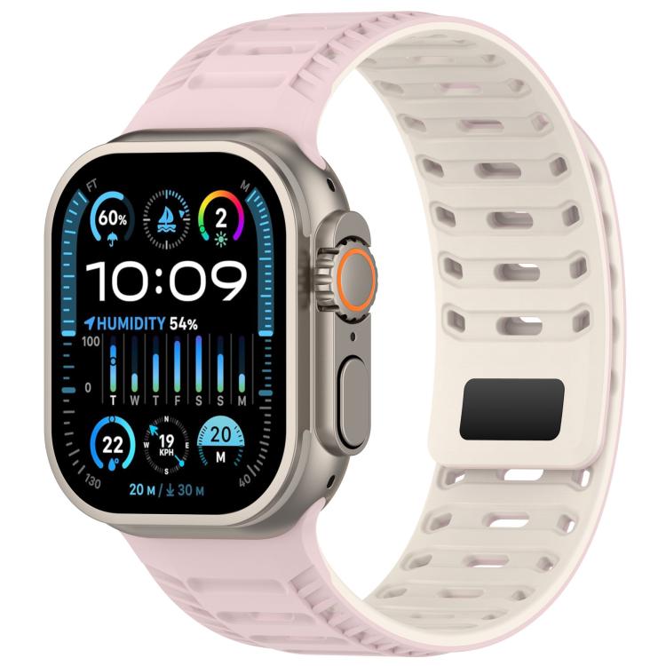 For Apple Watch 46mm / 49mm / 45mm / 44mm Mountain Armor Magnetic Silicone Watch Band