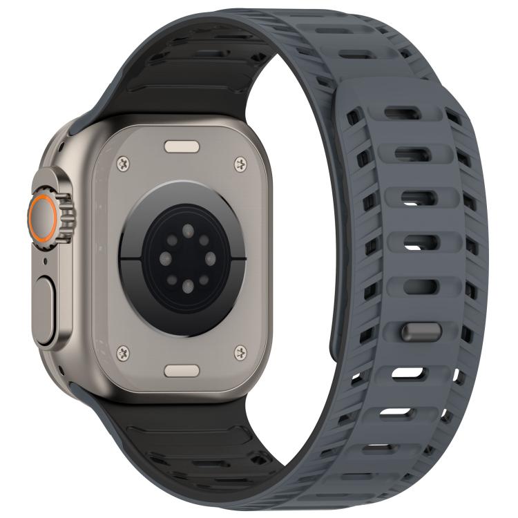 For Apple Watch 46mm / 49mm / 45mm / 44mm Mountain Armor Magnetic Silicone Watch Band