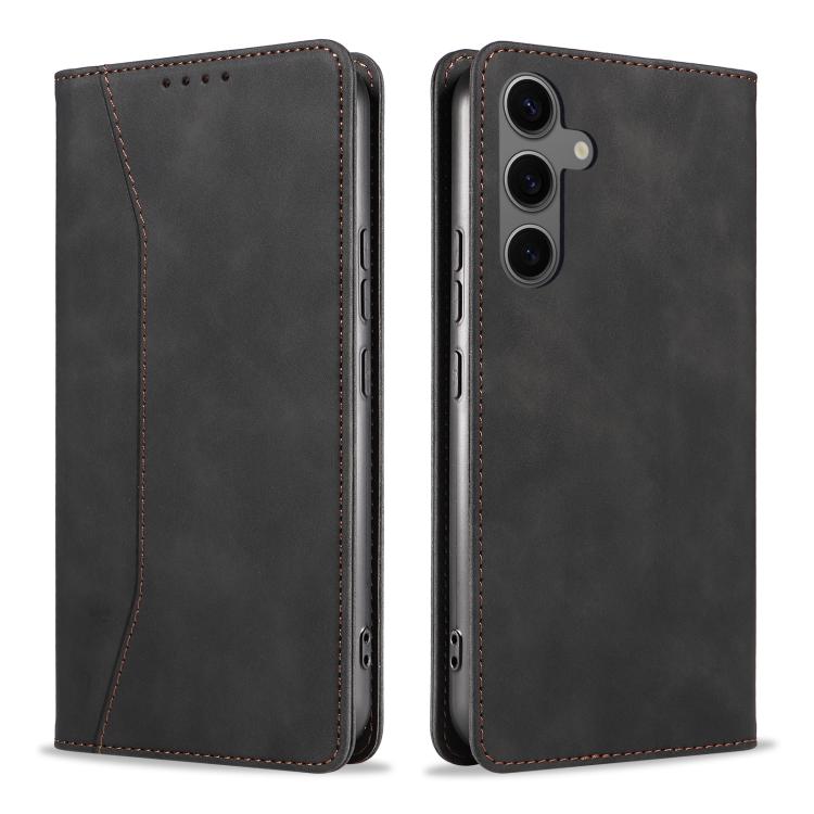 For Samsung Galaxy S24 FE 5G Dreamy Magnetic Dual-fold Calfskin Leather Phone Case