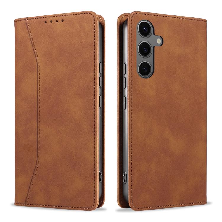For Samsung Galaxy S24 FE 5G Dreamy Magnetic Dual-fold Calfskin Leather Phone Case
