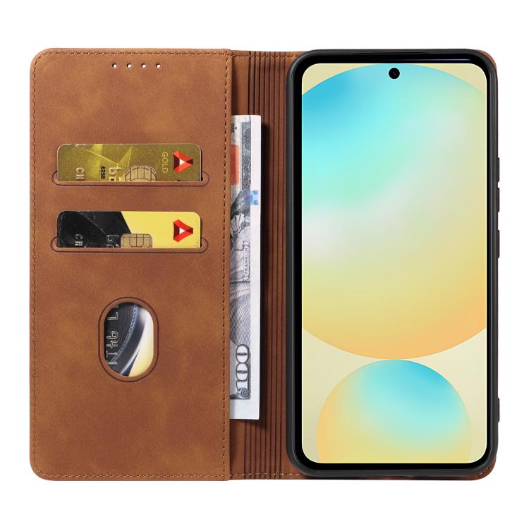 For Samsung Galaxy S24 FE 5G Dreamy Magnetic Dual-fold Calfskin Leather Phone Case