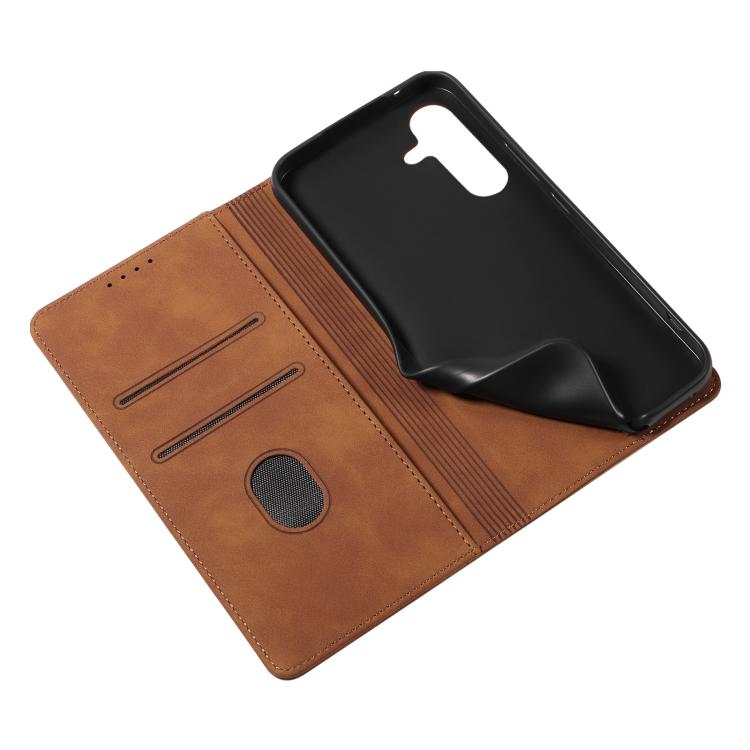 For Samsung Galaxy S24 FE 5G Dreamy Magnetic Dual-fold Calfskin Leather Phone Case