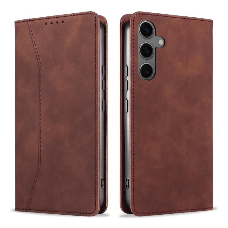 For Samsung Galaxy S24 FE 5G Dreamy Magnetic Dual-fold Calfskin Leather Phone Case