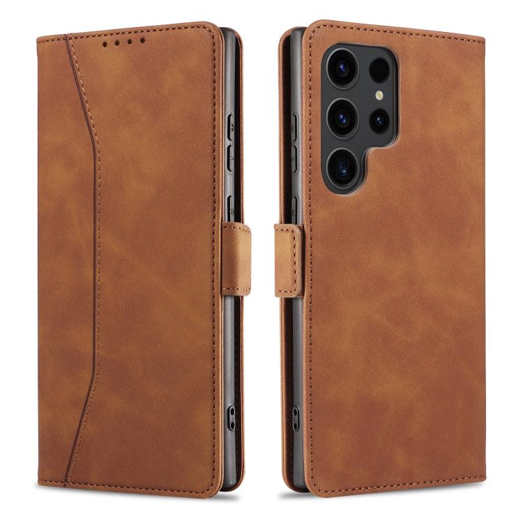For Samsung Galaxy S24 Ultra 5G Dreamy Magnetic Dual-fold Calfskin Leather Phone Case