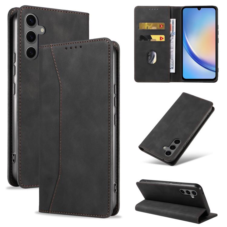 For Samsung Galaxy A34 5G Dreamy Magnetic Dual-fold Calfskin Leather Phone Case