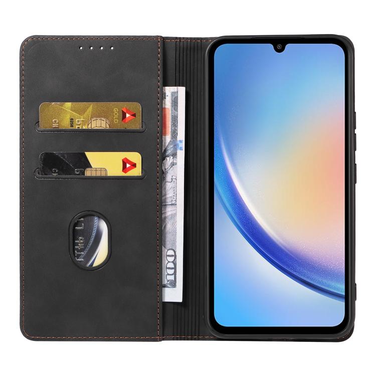 For Samsung Galaxy A34 5G Dreamy Magnetic Dual-fold Calfskin Leather Phone Case
