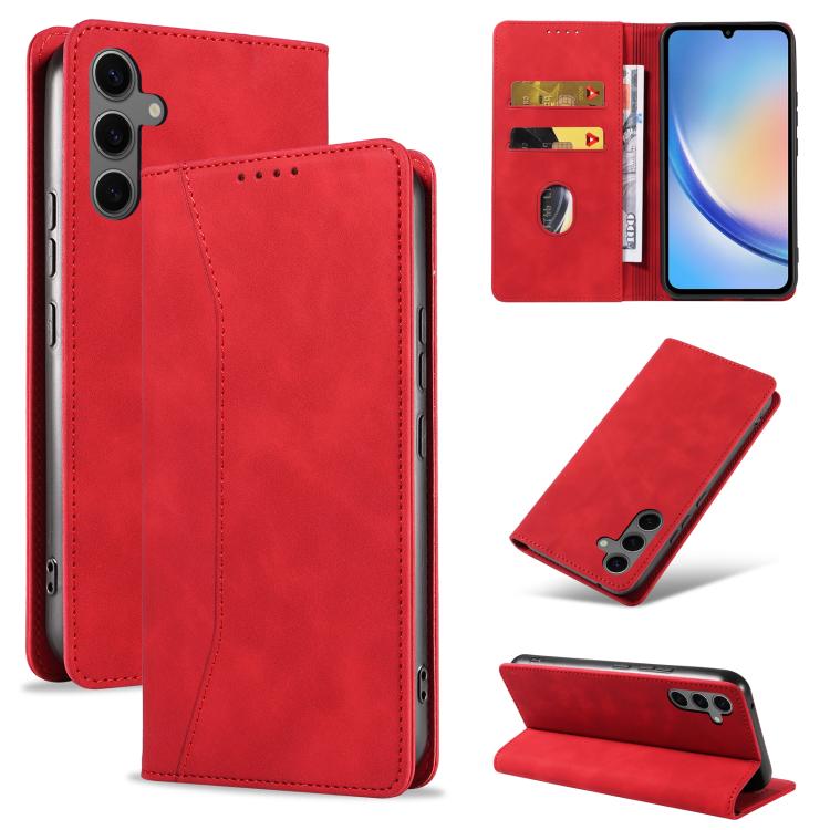 For Samsung Galaxy A34 5G Dreamy Magnetic Dual-fold Calfskin Leather Phone Case