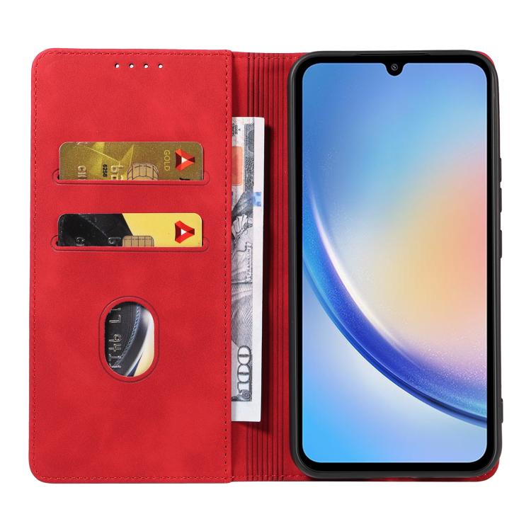 For Samsung Galaxy A34 5G Dreamy Magnetic Dual-fold Calfskin Leather Phone Case