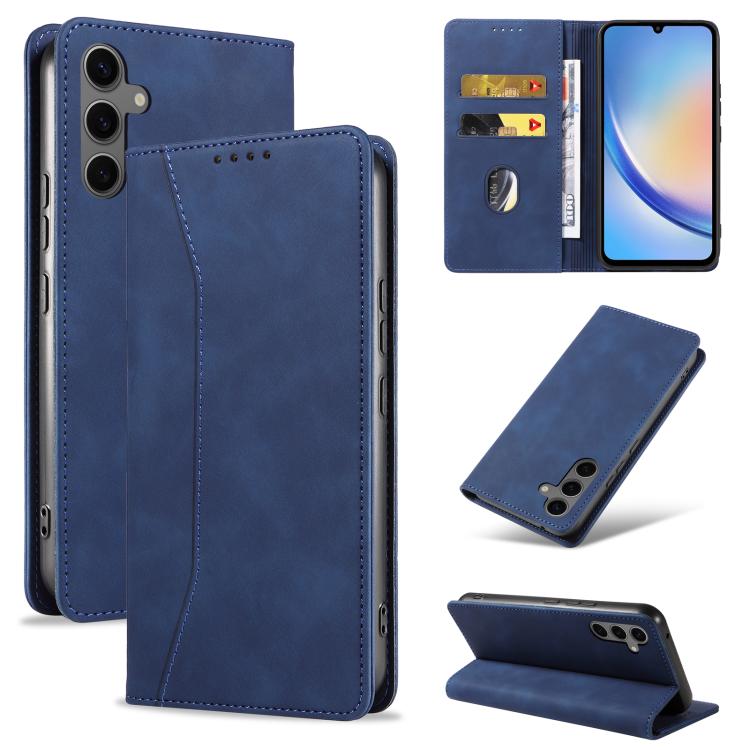 For Samsung Galaxy A34 5G Dreamy Magnetic Dual-fold Calfskin Leather Phone Case