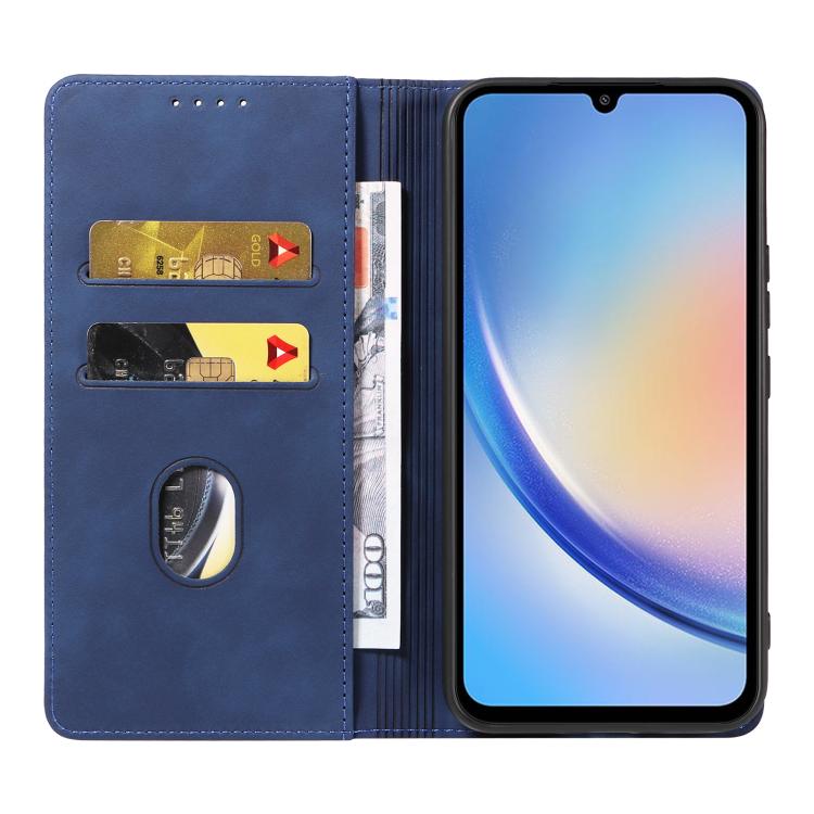 For Samsung Galaxy A34 5G Dreamy Magnetic Dual-fold Calfskin Leather Phone Case
