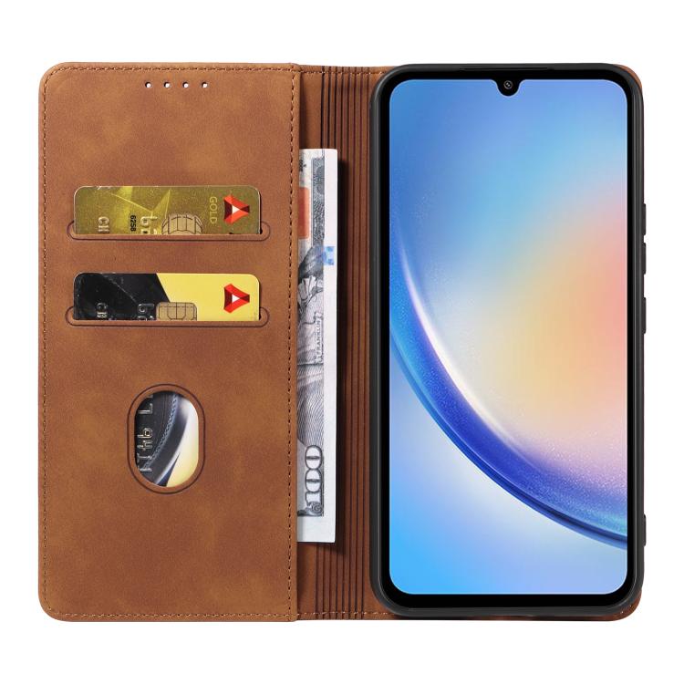 For Samsung Galaxy A34 5G Dreamy Magnetic Dual-fold Calfskin Leather Phone Case