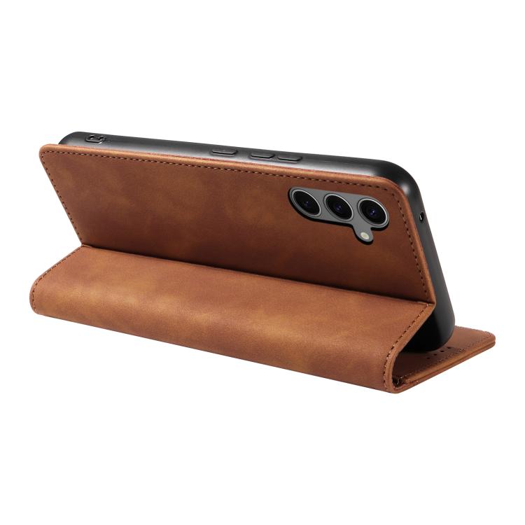 For Samsung Galaxy A34 5G Dreamy Magnetic Dual-fold Calfskin Leather Phone Case