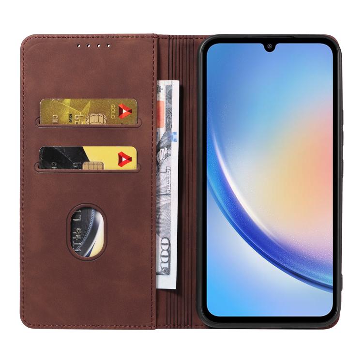 For Samsung Galaxy A34 5G Dreamy Magnetic Dual-fold Calfskin Leather Phone Case