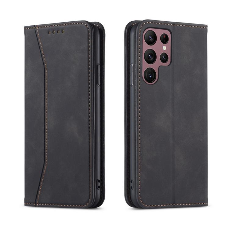 For Samsung Galaxy S23 Ultra 5G Dreamy Magnetic Dual-fold Calfskin Leather Phone Case