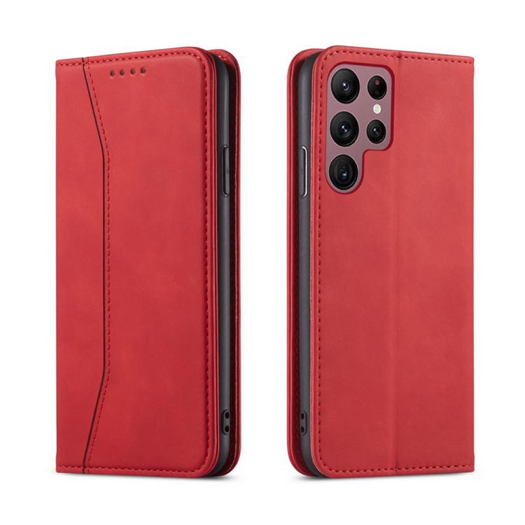 For Samsung Galaxy S23 Ultra 5G Dreamy Magnetic Dual-fold Calfskin Leather Phone Case