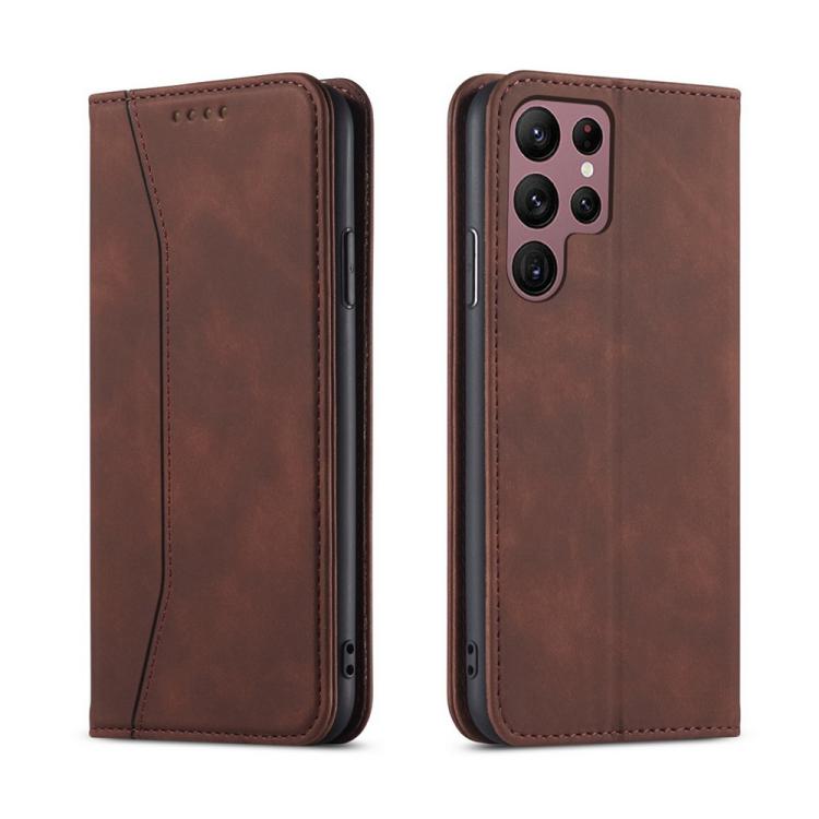 For Samsung Galaxy S23 Ultra 5G Dreamy Magnetic Dual-fold Calfskin Leather Phone Case