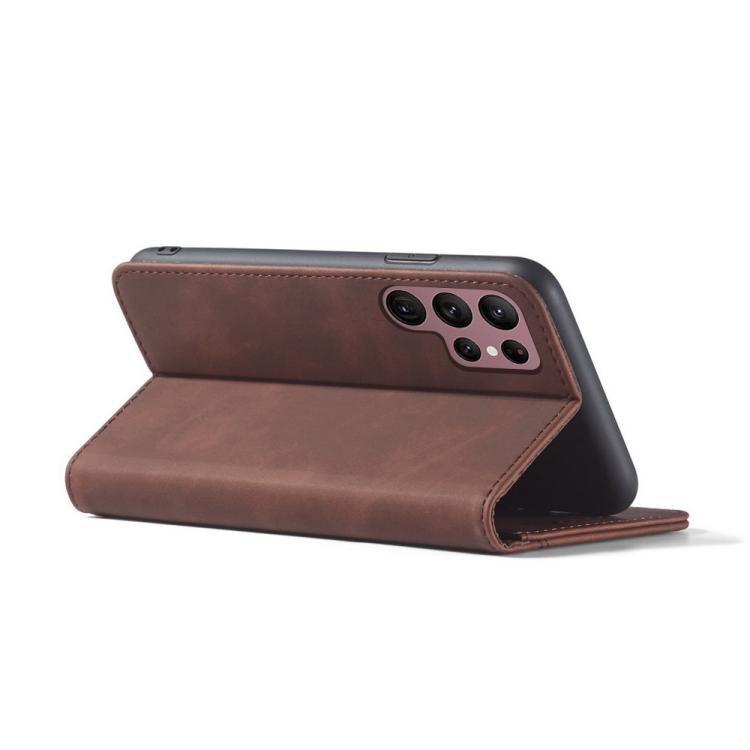 For Samsung Galaxy S23 Ultra 5G Dreamy Magnetic Dual-fold Calfskin Leather Phone Case