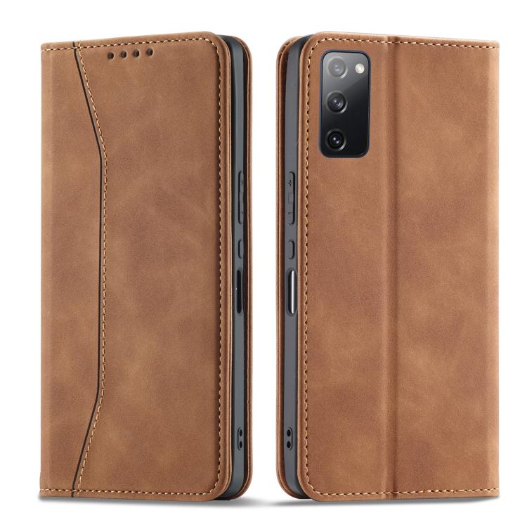 For Samsung Galaxy S20 FE Dreamy Magnetic Dual-fold Calfskin Leather Phone Case