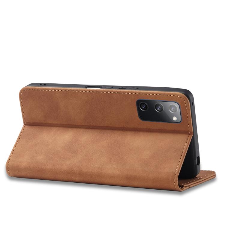 For Samsung Galaxy S20 FE Dreamy Magnetic Dual-fold Calfskin Leather Phone Case