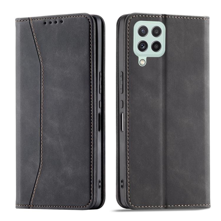 For Samsung Galaxy A22 4G Dreamy Magnetic Dual-fold Calfskin Leather Phone Case