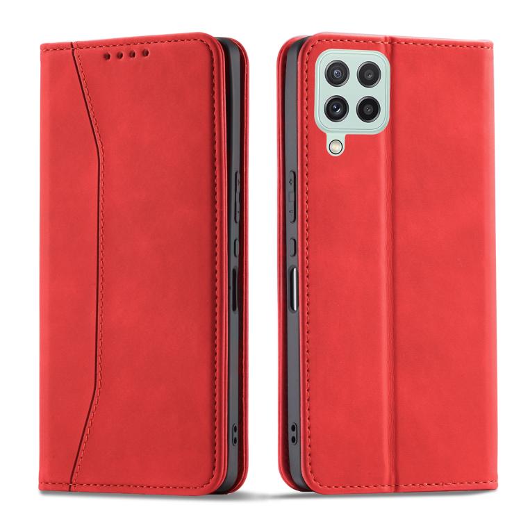 For Samsung Galaxy A22 4G Dreamy Magnetic Dual-fold Calfskin Leather Phone Case