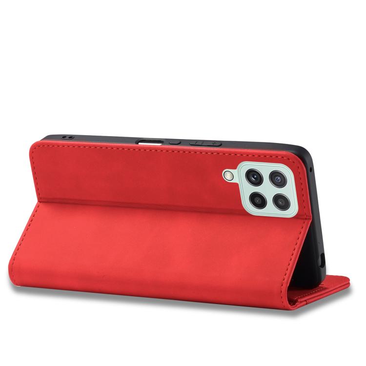 For Samsung Galaxy A22 4G Dreamy Magnetic Dual-fold Calfskin Leather Phone Case
