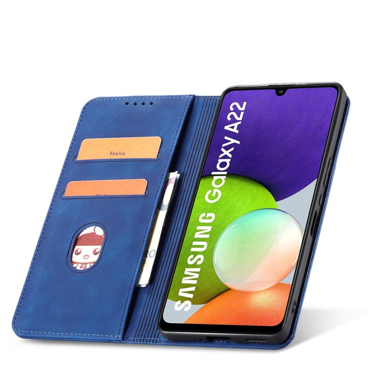 For Samsung Galaxy A22 4G Dreamy Magnetic Dual-fold Calfskin Leather Phone Case