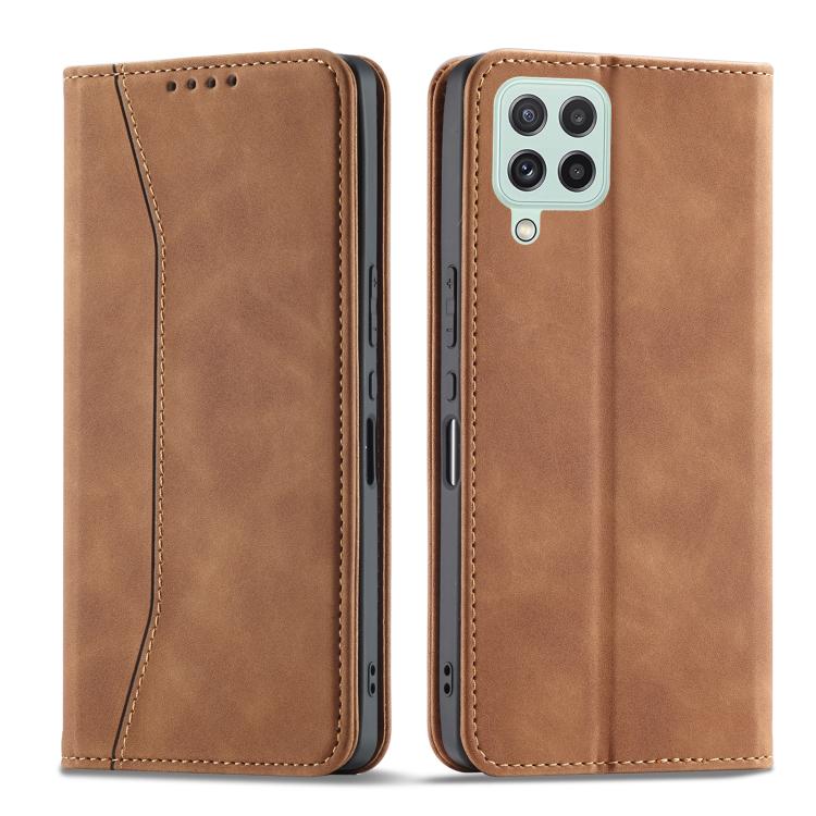 For Samsung Galaxy A22 4G Dreamy Magnetic Dual-fold Calfskin Leather Phone Case