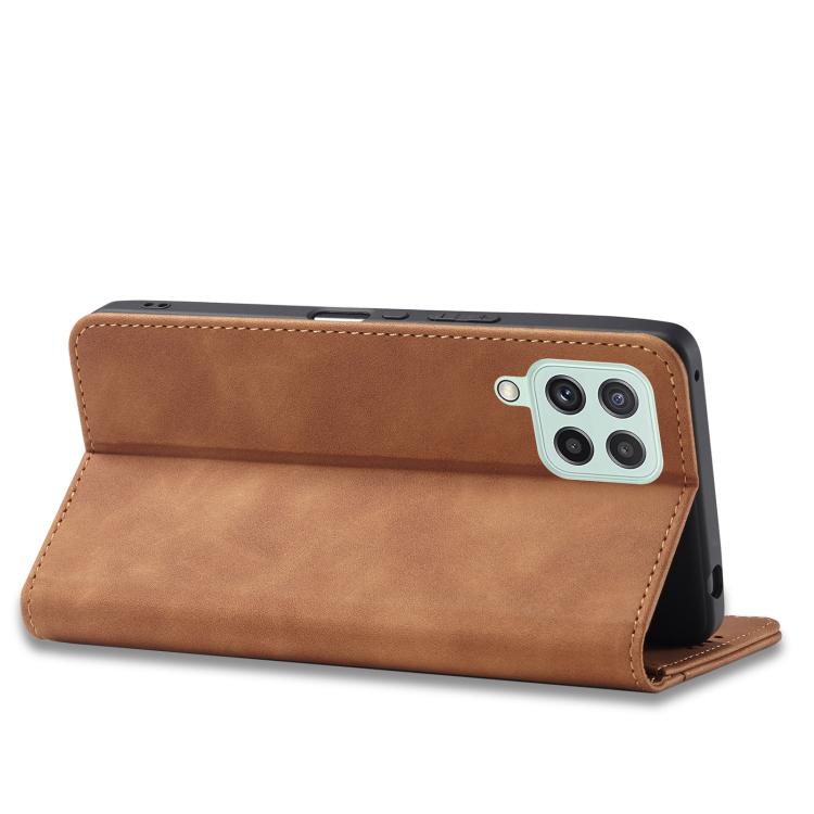 For Samsung Galaxy A22 4G Dreamy Magnetic Dual-fold Calfskin Leather Phone Case