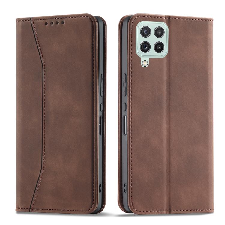 For Samsung Galaxy A22 4G Dreamy Magnetic Dual-fold Calfskin Leather Phone Case