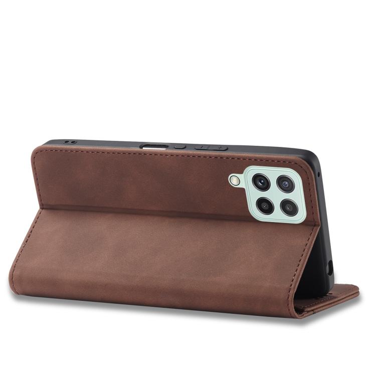 For Samsung Galaxy A22 4G Dreamy Magnetic Dual-fold Calfskin Leather Phone Case