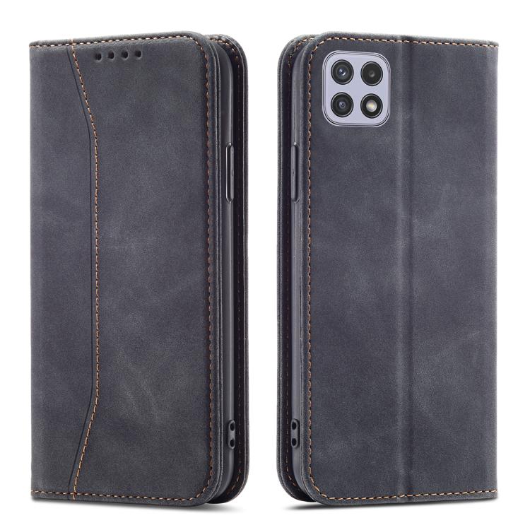 For Samsung Galaxy A22 5G Dreamy Magnetic Dual-fold Calfskin Leather Phone Case