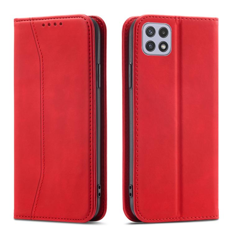 For Samsung Galaxy A22 5G Dreamy Magnetic Dual-fold Calfskin Leather Phone Case