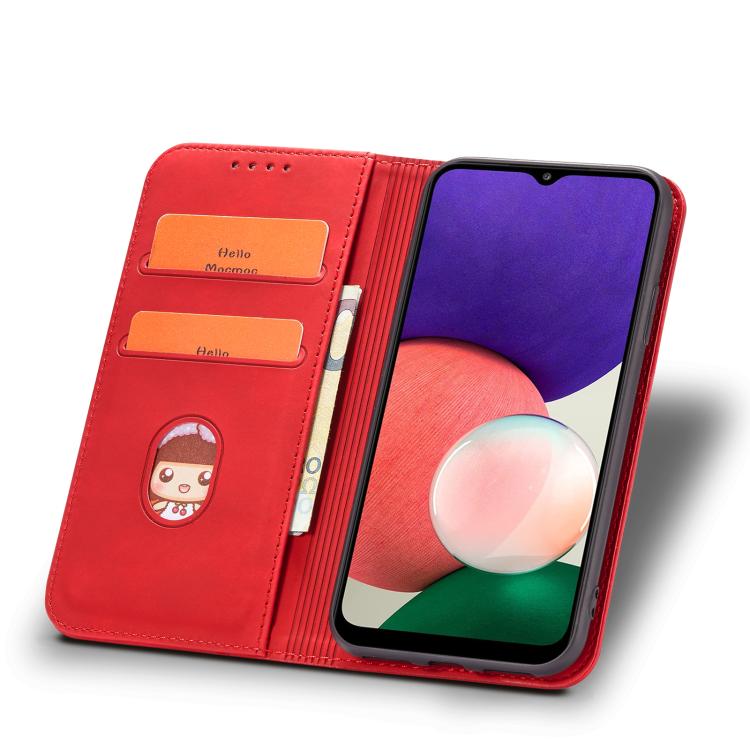 For Samsung Galaxy A22 5G Dreamy Magnetic Dual-fold Calfskin Leather Phone Case