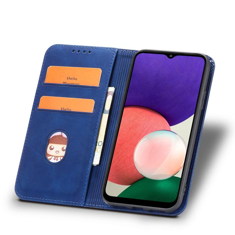 For Samsung Galaxy A22 5G Dreamy Magnetic Dual-fold Calfskin Leather Phone Case