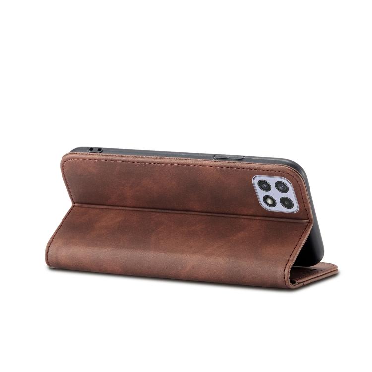 For Samsung Galaxy A22 5G Dreamy Magnetic Dual-fold Calfskin Leather Phone Case