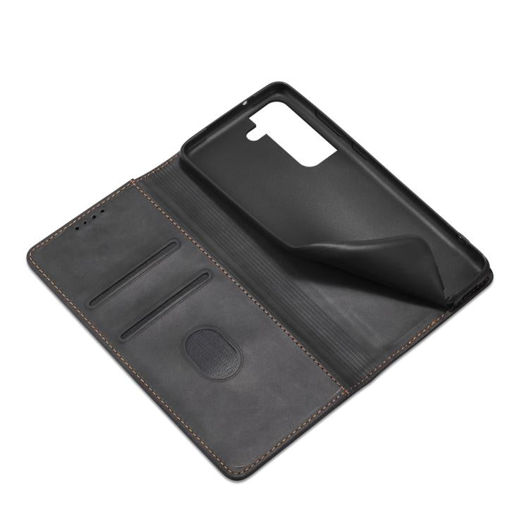 For Samsung Galaxy S21 FE 5G Dreamy Magnetic Dual-fold Calfskin Leather Phone Case