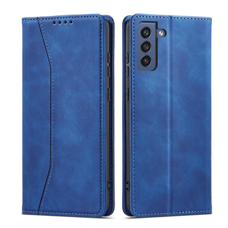 For Samsung Galaxy S21 FE 5G Dreamy Magnetic Dual-fold Calfskin Leather Phone Case