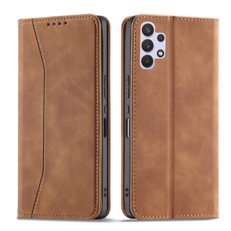 For Samsung Galaxy A32 4G Dreamy Magnetic Dual-fold Calfskin Leather Phone Case